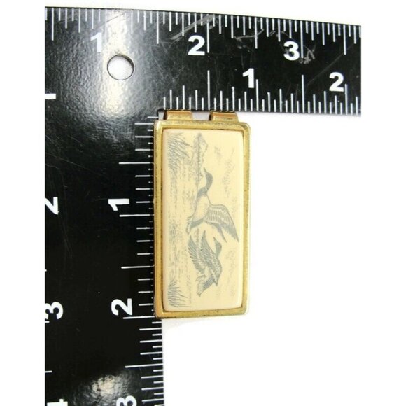 Anson Duck Geese Money Clip Gold Tone Porcelain Wallet Credit Card Cash Holder - Picture 6 of 9